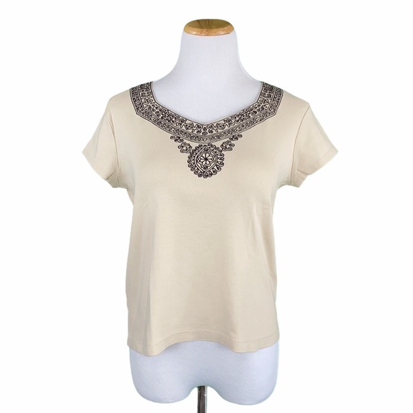 Nine West Tops - Nine West Separates Embroidered Short Sleeve Top